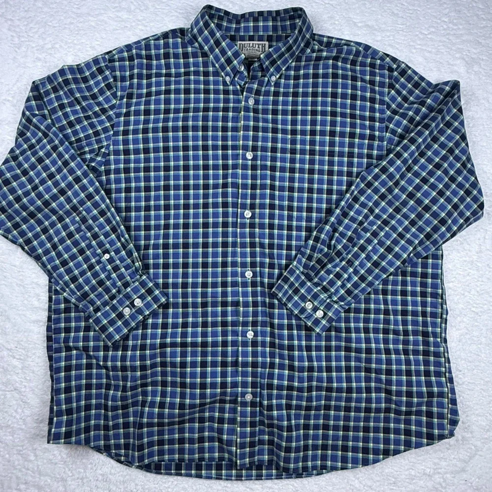 Duluth Trading Co. Mens 2XL Button Down Shirt Plaid Long Sleeve - Picture 2 of 8